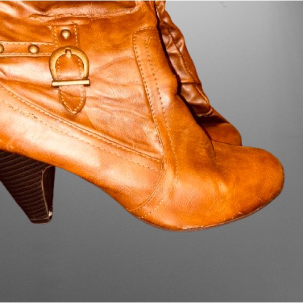 Woman’s size 12W, Tan zip up boots with charms